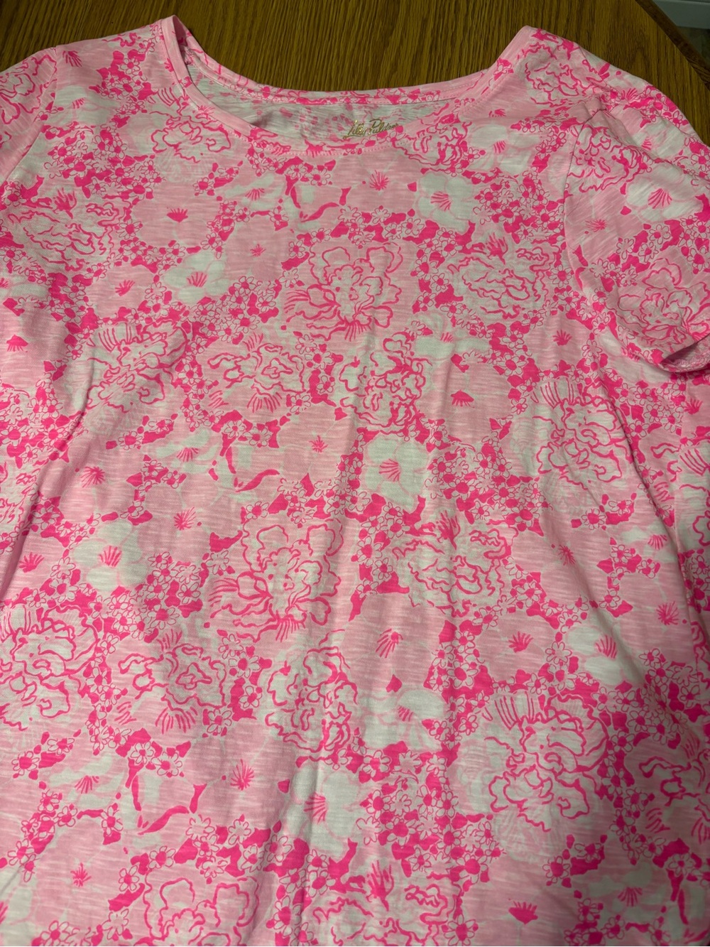 Lilly Pulitzer Neon Pink Floral Short Sleeve Tee